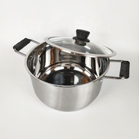 Casserole en acier inoxydable avec couvercle, double poignée, pot à soupe en métal