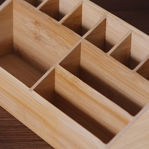 Bamboo <b>Storage</b> Box 10 Compartment Desktop Organizer Stationery Holder Multipurpose Creative Design - Product Image 5