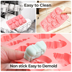 <span class=keywords><strong>Moule</strong></span> à gâteau en silicone SILIKOLOVE Factory Christmas 6 cavités Père Noël, antiadhésif platine LFGB, sans BPA, pour desserts et mousses - Product Image 4