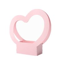 Boîte cadeau en carton blanc en forme de cœur, avec poignée longue, pour arrangements floraux frais, emballage de fêtes, thème amour