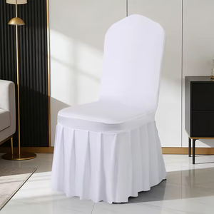 Fodere Coprisedia Elastiche Bianche All'ingrosso, Coprisedia Elasticizzati in Spandex con Gonna Plissettata per Matrimoni, Hotel, Banchetti, Feste, Conferenze ed Eventi - Product Image 1