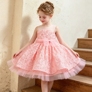 Robe de princesse bouffante pour fille, sans manches, à fleurs roses, pour événements spectaculaires, taille 362 - Product Image 1