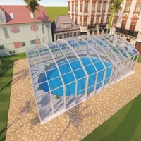 Renovasi Kandang Kolam Renang Modern, Dukungan Proyek Profesional, Penutup Kolam Renang Aluminium