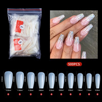 500 pièces pointes d'ongles en acrylique transparent couverture complète faux ongles avec étui pour Salons de manucure DIY