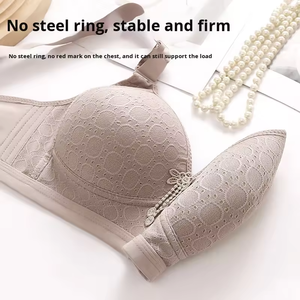 Soutien-gorge push-up sans fil grande taille de haute qualité, design dos élégant, maintien latéral, effet minimisant pour poitrines généreuses, soutien-gorge à bonnets fins - Product Image 4