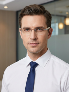 605 High-End Luxury Buffalo Horn Pure Titanium Men's Rimless Glasses White Optic <strong>Frame</strong> with Squared Shape Classic Colored Style - Product Image 3
