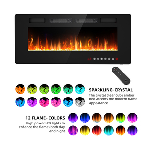 Cheminée électrique murale ultra-mince <span class=keywords><strong>de</strong></span> 42 pouces, 1500W, thermostat à distance, flamme réaliste, avec garantie d'un an - Product Image 3