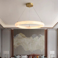 Lustre moderne de luxe en pierre d'albâtre, lampe suspendue LED en marbre, décoration pour hall de villa et salle à manger