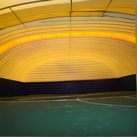 Terrain de sport gonflable géant en PVC jaune coupe-vent sur mesure pour le football, arène sportive, dôme gonflable, tunnel gonflable