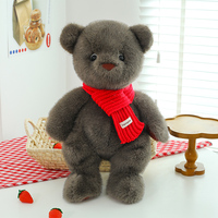Peluche ours en peluche avec écharpe - Compagnon douillet et dodu pour bébé, animal en peluche rond et peluche de haute qualité