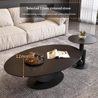 Ensemble de tables basses en ardoise de style italien, luxe léger, design moderne minimaliste, créatif, pour salon, ambiance haut de gamme