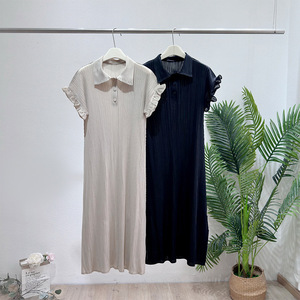 Vestido casual de talla grande con cuello polo, elegante y plisado, de manga corta, a la moda, de alta gama, para el verano 2026 - Product Image 4