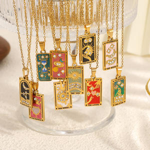 Collar con Colgante de Carta del Tarot Summly, Chapado en Oro, Joyería de Moda para Mujer, Cadena para Clavícula, Estilo Retro, Tendencias Individualistas - Product Image 1