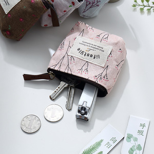 Japanese and Korean style floral print <b>coin</b> purse, mini cartoon canvas <b>bag</b> with a pastoral feel, perfect for carrying keys or - Product Image 2