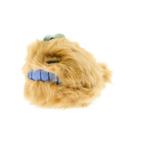 Peluche Monstre Personnalisée Marron Clair Moelleuse, Jouet en Peluche Mignon avec Bouche Bleue et Cornes Vertes, Coussin Doux pour Enfants