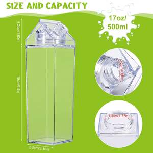 Creative Reusable Portable Transparent Square Leak Proof <b>Milk</b> Carton Shaped 17Oz 500Ml 34Oz 1000Ml Water <b>Bottle</b> - Product Image 4