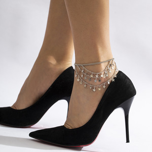 Various Styles Multi-layered Tassel Alloy Anklets <b>Chains</b> Pearls Sequins Multiple Colors Party Silver/Gold/<b>Black</b> Plated - Product Image 2