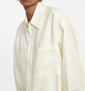 Nuova Camicetta da <span class=keywords><strong>Donna</strong></span> Retrò Casual in <span class=keywords><strong>Lino</strong></span> e Cotone, Maniche Lunghe, Elegante e alla Moda, <span class=keywords><strong>Oversize</strong></span> con Ricami per l'Estate - Product Image 3