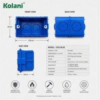Boîtier de jonction double en PVC bleu signal vibrant Kolani 2x4 pouces, pour montage encastré et en saillie avec écrou métallique