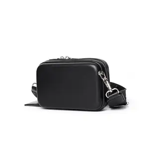 Wholesale Black Leather Rigid Multi Pouch Men&#39;s Crossbody Sling Shoulder Bag for Men Custom PU Summer Bag Fashion Mini Bags