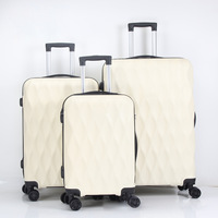 Ensemble de bagages 3 pièces en ABS+PC avec doublure en polyester, valise à roulettes compatible poussette pour les voyages d'affaires