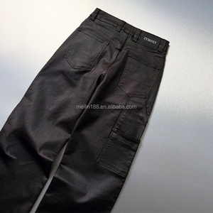Designer Custom Denim <b>Jeans</b> High Quality 100%cotton Straight Baggy <b>Jeans</b> Men Streetwear Vintage Waxed <b>Jeans</b> Manufacturer - Product Image 2