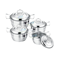 ODM/OEM – Nouveaux ensembles de batterie de cuisine 8 pièces en acier inoxydable poli, design moderne et écologique, poignées simples, compatibles gaz et induction