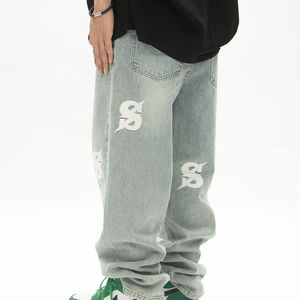 Jean Homme Ample et Grande Taille Style Hip Hop, Jean Droit Décontracté et <span class=keywords><strong>Large</strong></span>, Pantalon en Jean Streetwear pour Hommes, Grossistes Personnalisés - Product Image 4