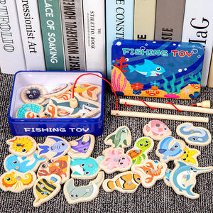 <span class=keywords><strong>Jeu</strong></span> de pêche en bois magnétique Montessori Fish Toys pour enfants-Coffret cadeau de vacances pour cadeaux et promotions - Product Image 1