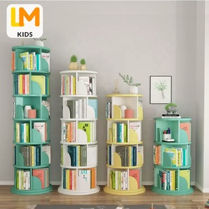 Lm trẻ em Đồ nội thất nhà trẻ em Tủ sách xoay tủ sách bằng gỗ Kệ sách cho nhà trẻ em kệ sách xoay kệ sách - Product Image 1