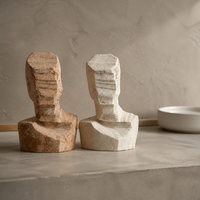 Statue de buste en céramique abstraite géométrique Wabi-Sabi, vase de table, sculpture artisanale écologique