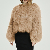 Manteau d'hiver élégant pour femmes, en fourrure de mouton de Mongolie, col en V, épais, en fourrure entière, vêtements d'extérieur