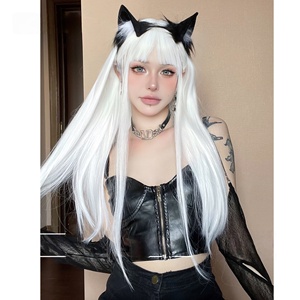 Coloré Air Bangs Longue Ligne Droite Mode Lolita Animation <span class=keywords><strong>Anime</strong></span> Cos Pleine Tête Perruque - Product Image 2