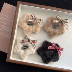 Barrettes à cheveux pour femmes en tissu moelleux en forme d'étoile à cinq branches, avec pinces BB pour cheveux cassés ou à pointes abîmées - Product Image 1