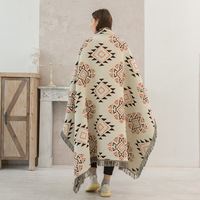 Tapis tissé en coton et polyester écologique, durable, tissé à la machine, motif géométrique moderne, idéal pour les commandes en gros