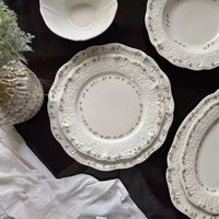 Service de table en céramique vintage à motifs floraux, assiettes en porcelaine, vaisselle pour mariage, fête, dîner