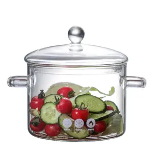 Foodgrade חום עמיד זכוכית בישול סיר ברור זכוכית מרק סיר עם מכסה עבור כיריים מיקרוגל תנור