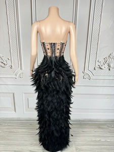 فستان سهرة فاخر للنساء باللون الأسود، فستان أنيق للحفلات الراقية، فستان سهرة مثير بشق عالي، فستان حفلات متواضع بمقاسات كبيرة - Product Image 6