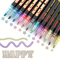 12 stylos marqueurs à double ligne, super squiggles, brillants, métalliques, pailletés, stylos à dessin à contour automatique
