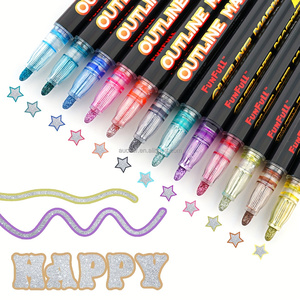 12 Pezzi <span class=keywords><strong>Pennarelli</strong></span> a <span class=keywords><strong>Doppia</strong></span> <span class=keywords><strong>Linea</strong></span> Super Squiggles, Penne Metalliche Glitterate con Auto-Segnalatura per Scrittura e Disegno - Product Image 2