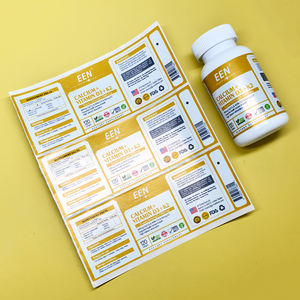 ملصقات مخصصة مقاومة للماء ذاتية اللصق مع طباعة الأشعة فوق البنفسجية الموضعية لتغليف زجاجات المكملات الغذائية - Product Image 1