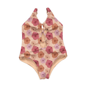 ชุดว่ายน้ำเด็กผู้หญิงลายฮาวายแบบกลับด้านได้ สายปรับได้ ดีไซน์เว้า ชุดบิกินี่วันพีซสำหรับเด็กผู้หญิง ชุดชายหาด ลดราคา - Product Image 4