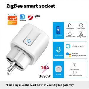 Tuya ZigBee 3.0 Ổ cắm thông minh EU cắm 16A 220V Outlet Adapter với Power Monitor không dây điều khiển từ xa hoạt động Google nhà Alexa - Product Image 3