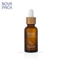 Botol dan set botol kosmetik, botol tetes bambu kaca amber frosted 30ml 50ml 60ml