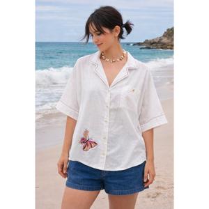 Camisetas de Algodón Titli para Mujer |   Camisa Bordada con Bolsillos |   Ropa de Resort y Casual - Product Image 1