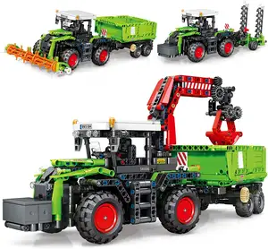 3 in 1 Stadt fahrzeuge Farm Traktor Baukasten Farm fahrzeuge Harvester Pflug maschine Pädagogisches Bauset Spielzeug für Jungen