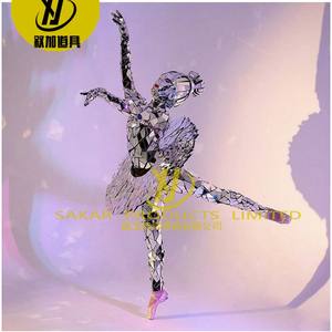 Venta caliente fiesta espejo disfraz Real LED Robot <span class=keywords><strong>zancos</strong></span> disfraz adulto <span class=keywords><strong>mujer</strong></span> y hombre Cosplay plata espejo gato disfraz - Product Image 2