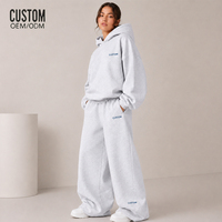 Ensemble de survêtement décontracté surdimensionné pour femme, imprimé et brodé, 2 pièces, pantalon large en coton, haut à capuche – Fabricant