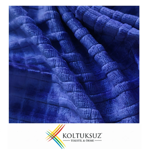 High Quality 250gsm Royal <b>Blue</b> Tencel Corded Knitted Velour Fabric Stretch Velvet Garment Bulk Textile Material - Product Image 1