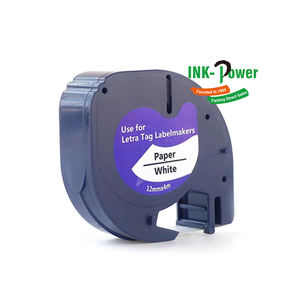 Cinta adhesiva térmica de plástico para impresora <span class=keywords><strong>Dymo</strong></span>, Cartucho de etiquetas de 12mm, Compatible con 91201, negra y blanca - Product Image 1